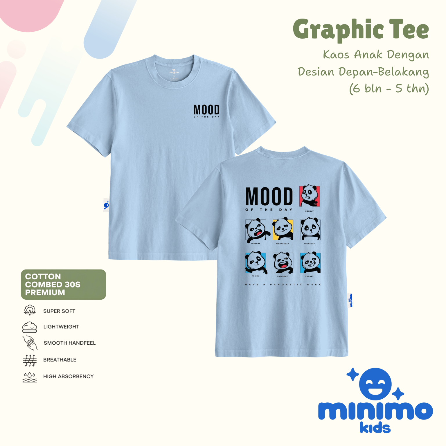 Basic Tee Minimo Kids - sky bluepink